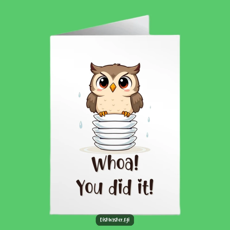 Free Printable Congrats Card: Owl's Wet Plate Balancing Act for Success