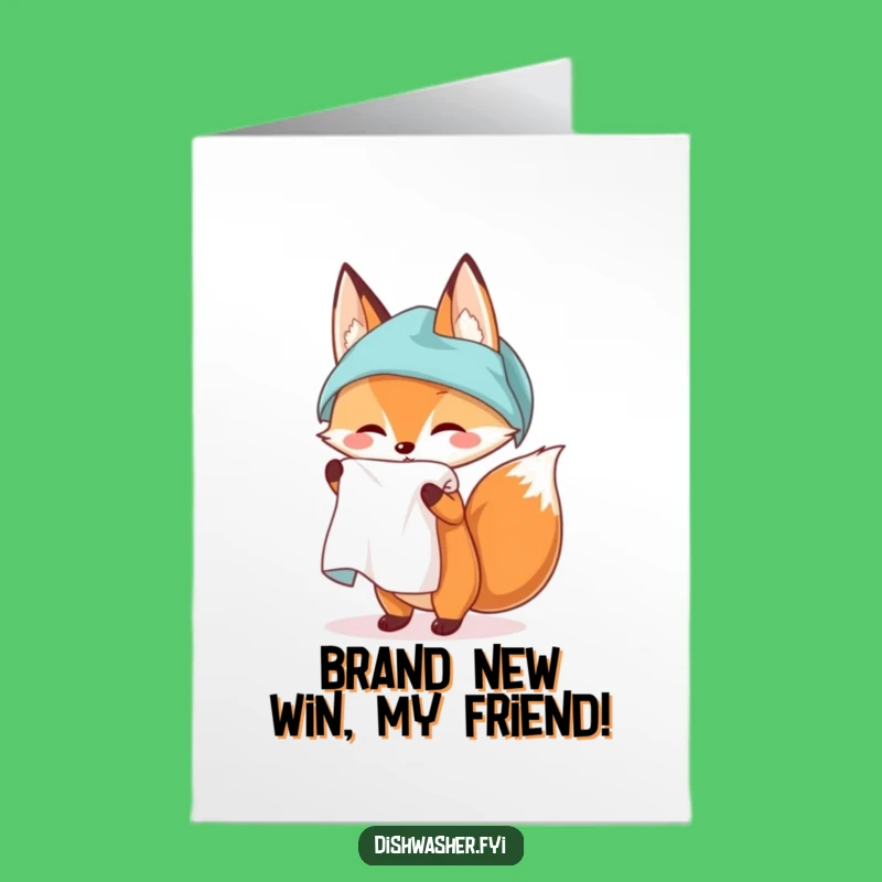 Free Printable Funny Congrats Card: Fox Unfurling Towel, Hilarious DIY Downloadable