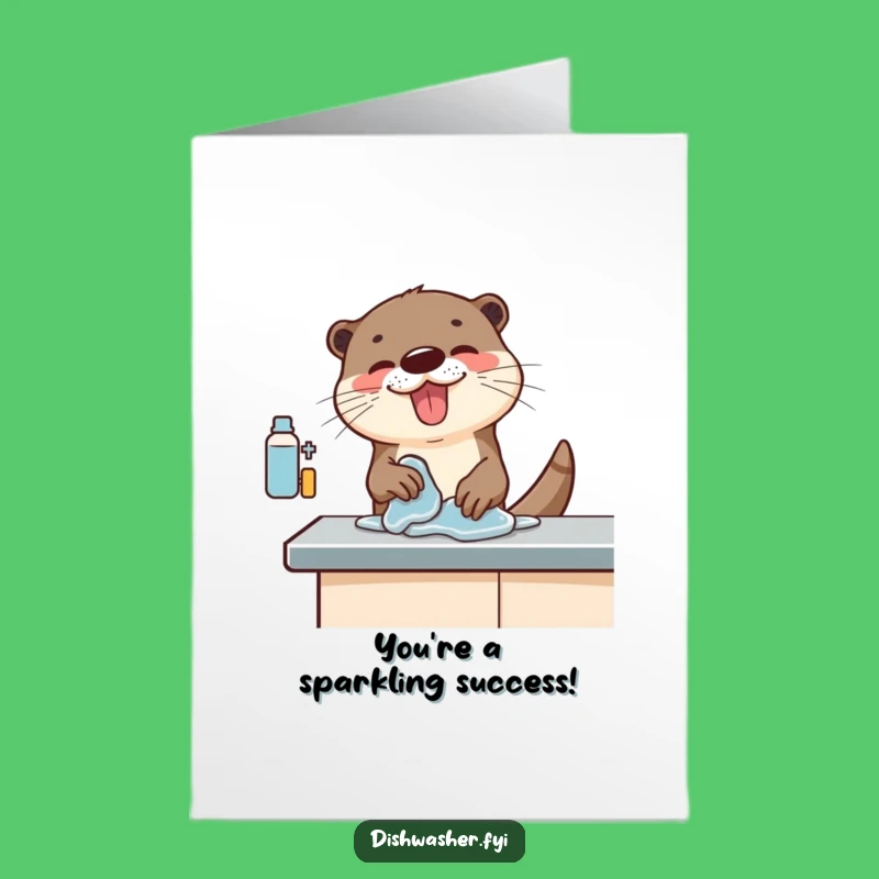 Free Printable Funny Congrats Card: Otter Wiping Counter, Hilarious DIY Downloadable