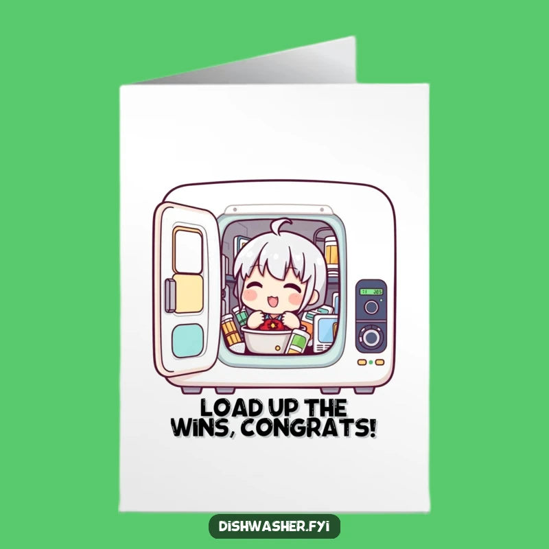 Free Printable Congrats Card: Appliance Loading Character, Funny Downloadable Gift