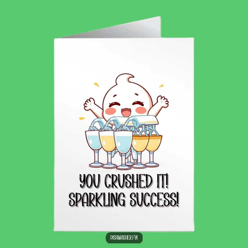 Free Printable Congrats Card: Glass Rinsing Character, Funny Downloadable Celebration