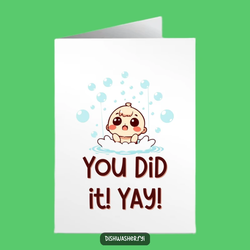 Free Printable Congrats Card: Bubble Character Celebrates, Funny Downloadable Achievement!