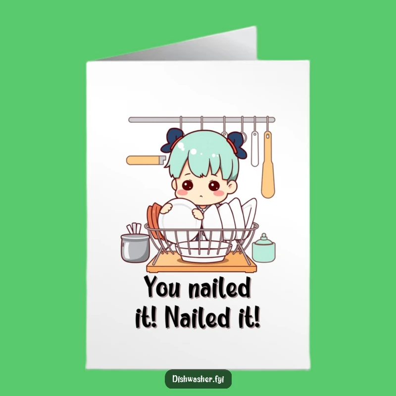 Free Printable Congrats Card: Funny Dish Success Character, Unique Downloadable Gift