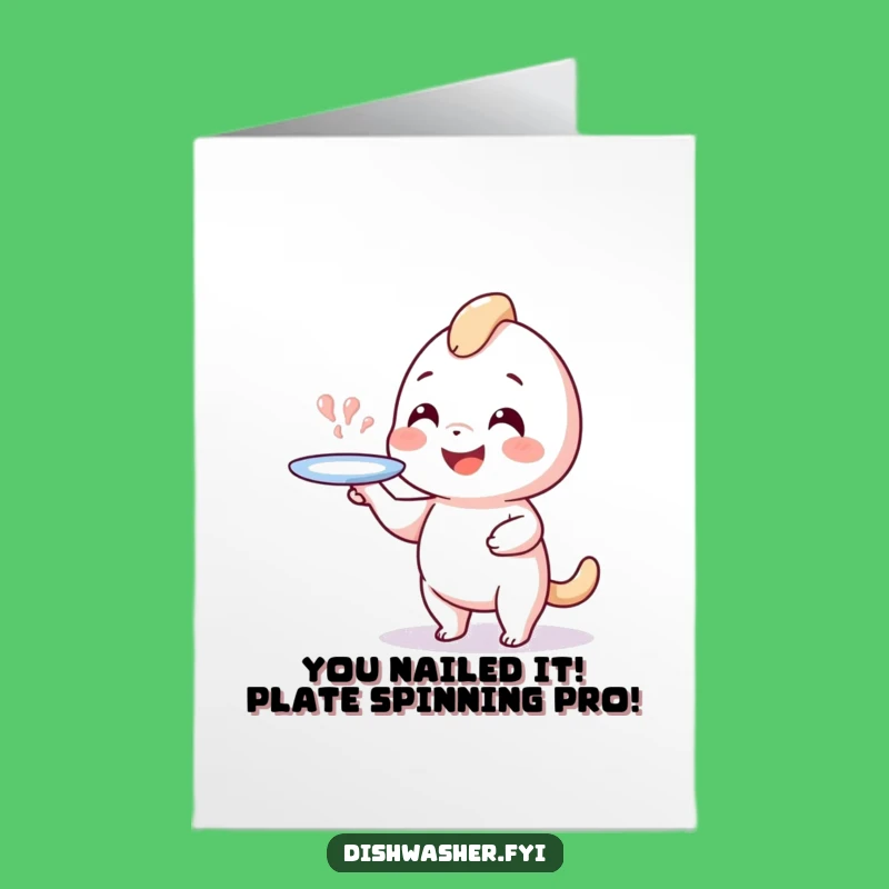 Free Printable Congrats Card: Plate Spinner Character, Funny Downloadable Celebration Art