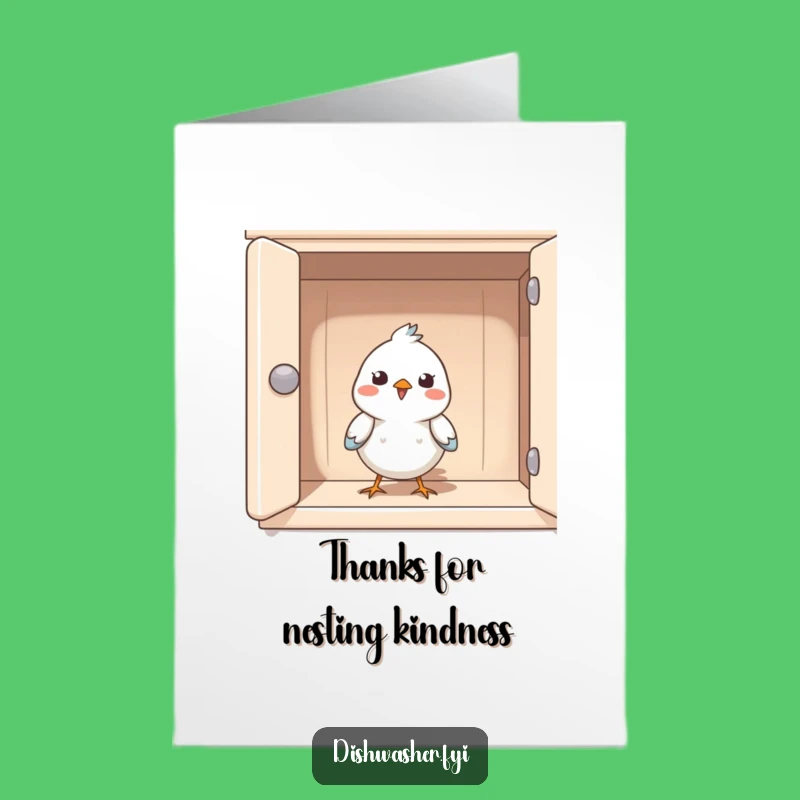 Free Printable Funny Thank You Card: Bird in Cupboard, Humorous DIY Downloadable