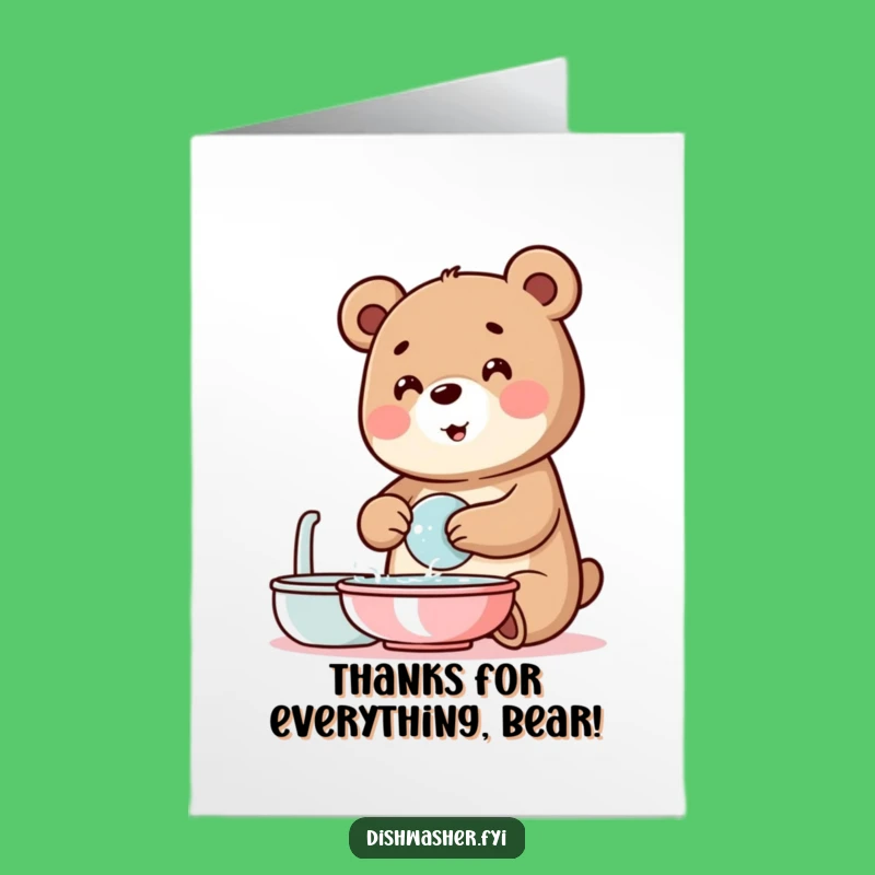 Free Printable Thank You Card: Bubbly Bear Funny Downloadable Gift