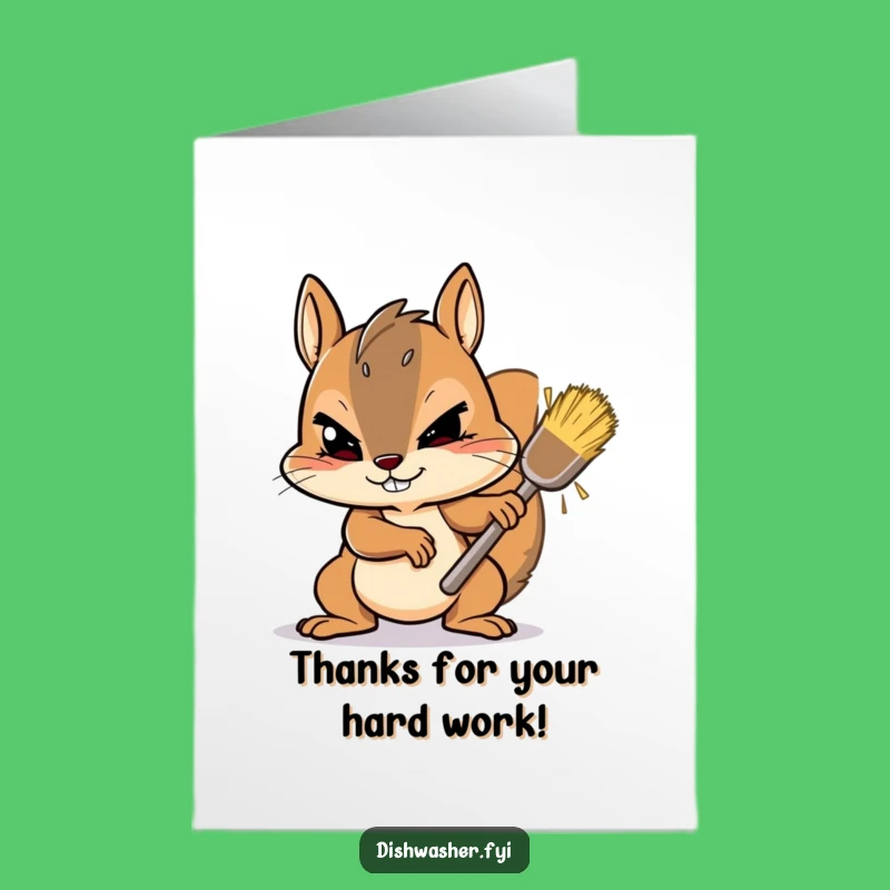 Free Printable Thank You Card: Scrubbing Squirrel Funny Downloadable Greeting Gift