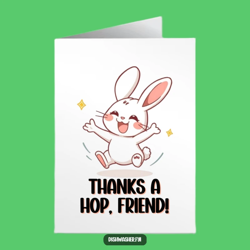 Free Printable Thank You Card: Energetic Rabbit Funny Downloadable Gift