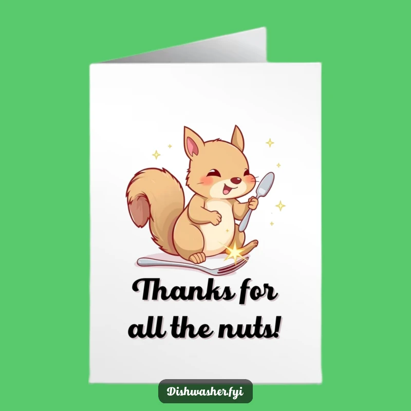 Free Printable Thank You Card: Squirrel With Cutlery, Funny Gratitude Downloadable Gift for Kind Souls