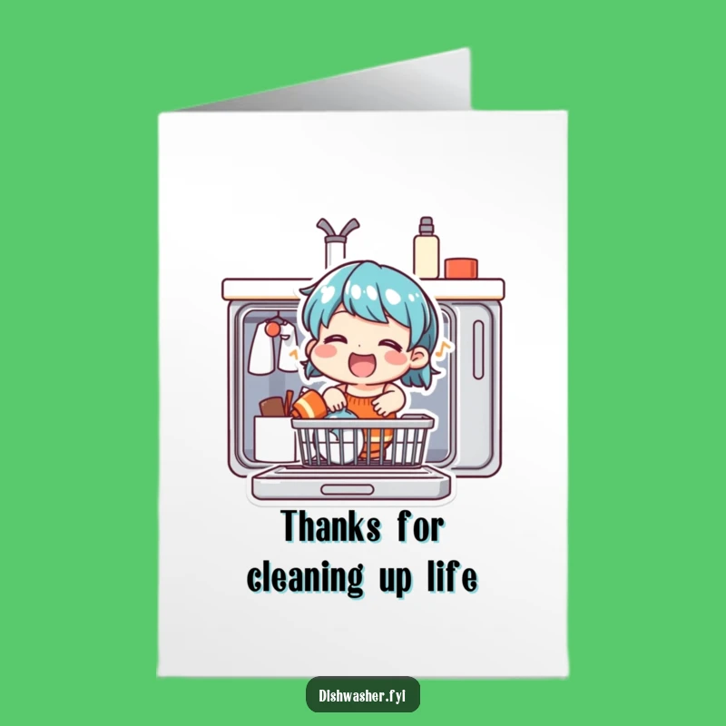 Free Printable Thank You Card: Singing Dishwasher Character, Funny Downloadable Gift