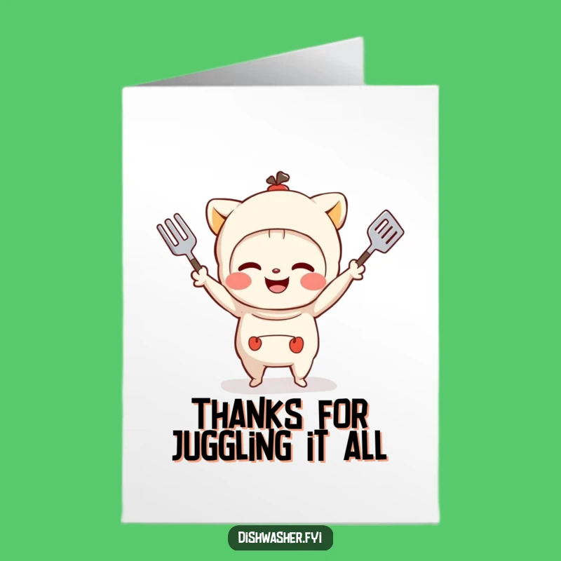 Free Printable Thank You Card: Juggling Character, Funny Downloadable Gift