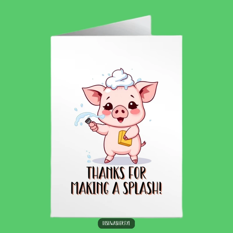 Free Printable Thank You Card: Piglet Cleaning, Funny Gratitude Downloadable Gift for Your Helper
