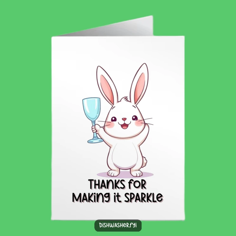 Free Printable Thank You Card: Bunny's Clean Glass, Grateful Humor Downloadable Gift