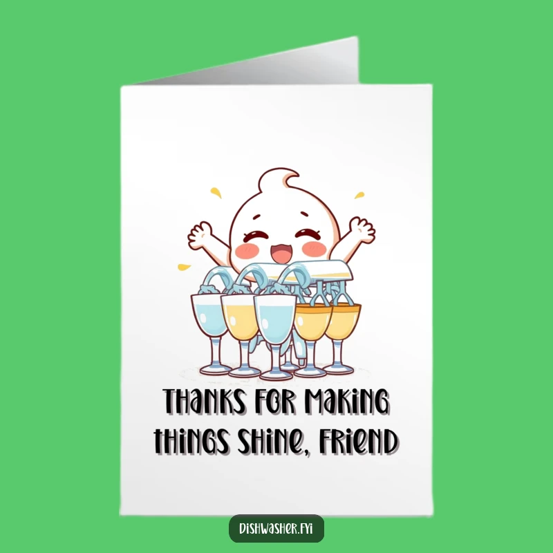 Free Printable Thank You Card: Glass Rinsing Character, Funny Downloadable Gratitude