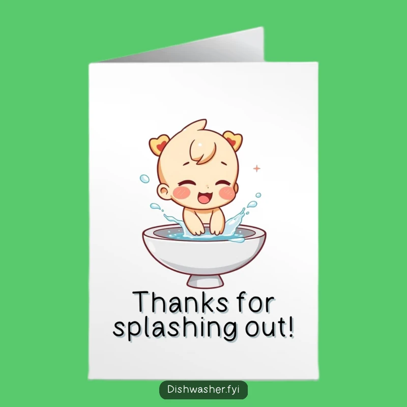 Free Printable Thank You Card: Giggling Splashing Character, Funny Downloadable Gift