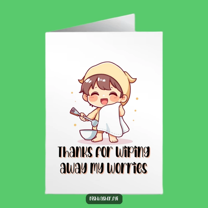 Free Printable Thank You Card: Cheerful Dish Dryer, Funny Downloadable Gratitude Gift