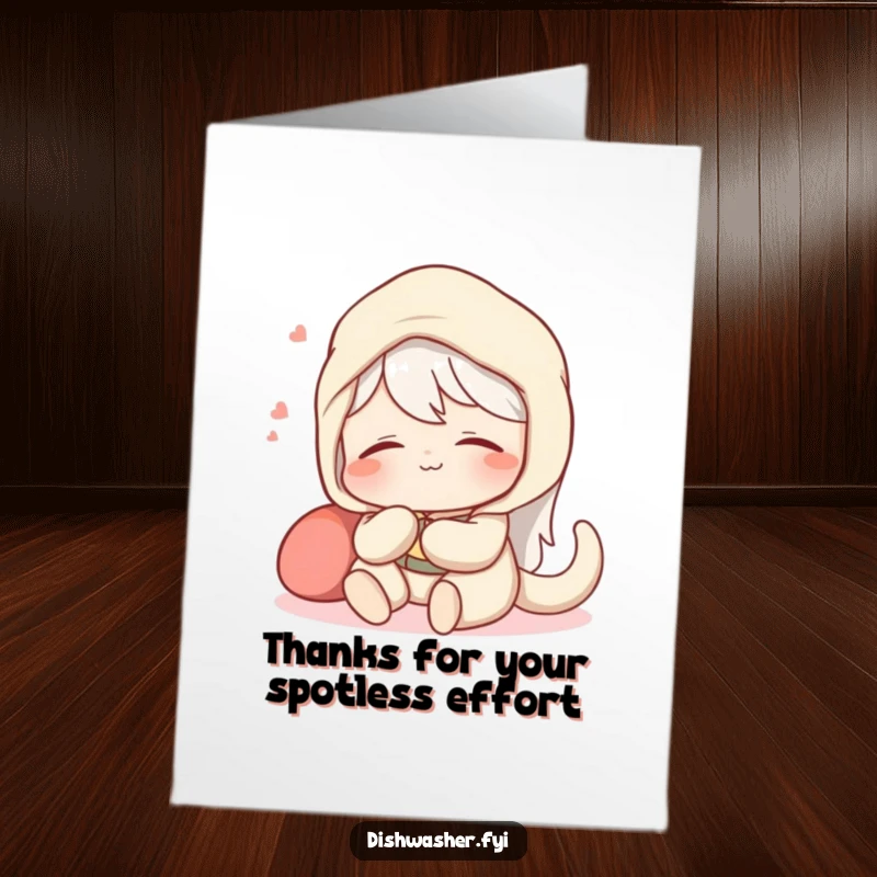 Funny Free Printable Thank You Card: Content character relaxing with a satisfied sigh after a spotless job, a grateful DIY gift.