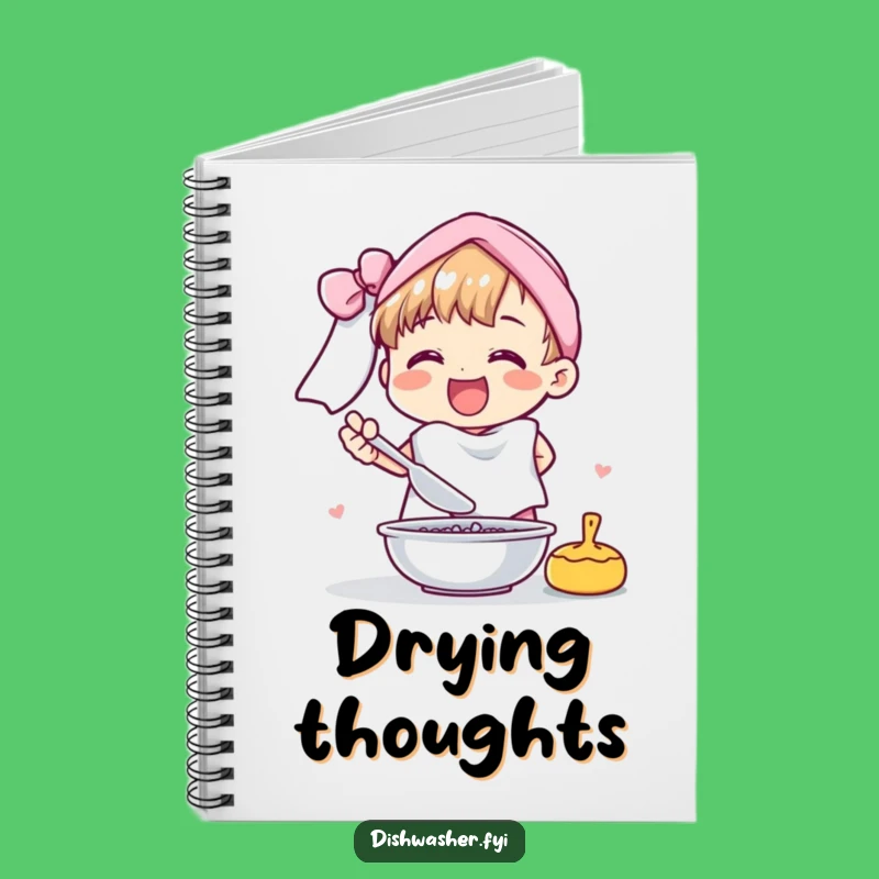Funny Cheerful Character Drying Dishes Notebook: Hilarious Journal Gift