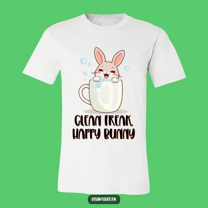 Funny Scrubbing Rabbit T-Shirt: Wear Your Love for Cleanliness with Joy