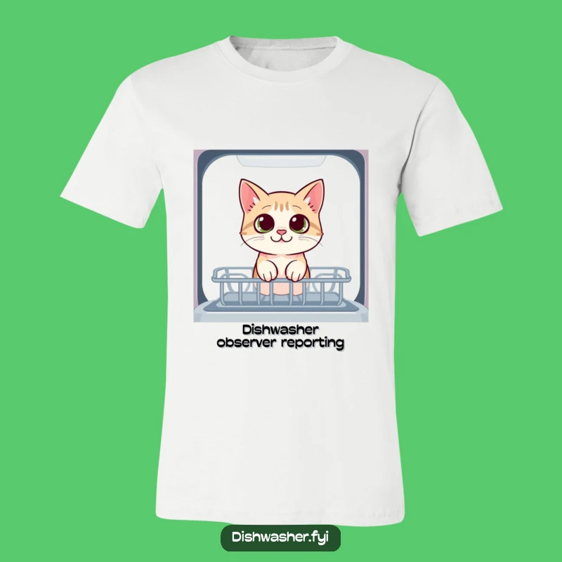 Funny Cat Dishwasher T-Shirt: Curious Investigation Active, Ideal Funny Gift