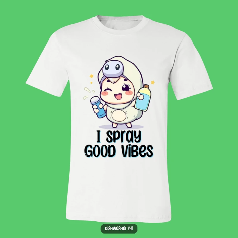 Funny Spraying Character T-Shirt: Energetic Wink Gift for Happy Vibes