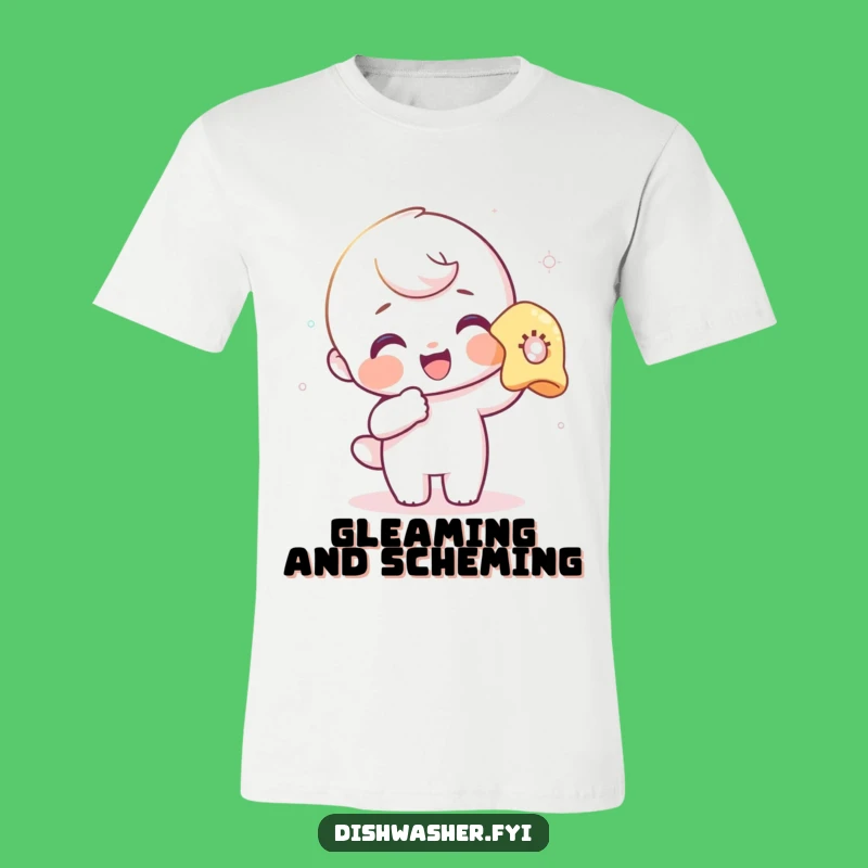 Funny Polishing T-Shirt: Delighted Character Cleaning Glass, Comfy Humorous Gift for Clean Freaks