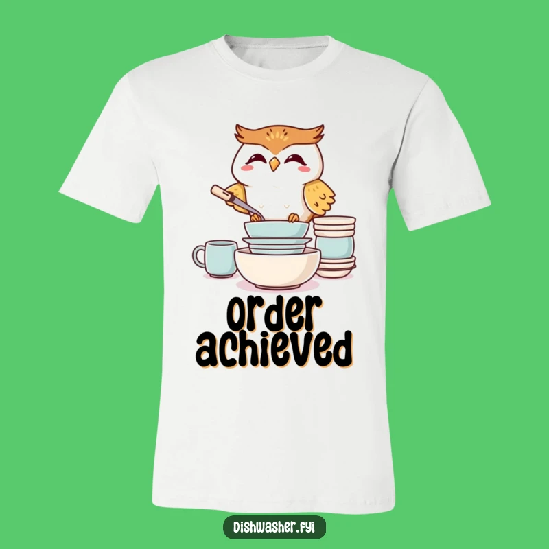 Funny Giggling Owl T-Shirt: Hilarious Dish Stacking Design for Ultimate Comfort