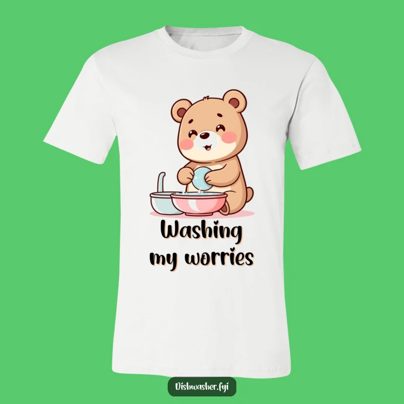 Funny Bear Washing Dishes T-Shirt: Wear Your Cleanest Fun with This Tee!