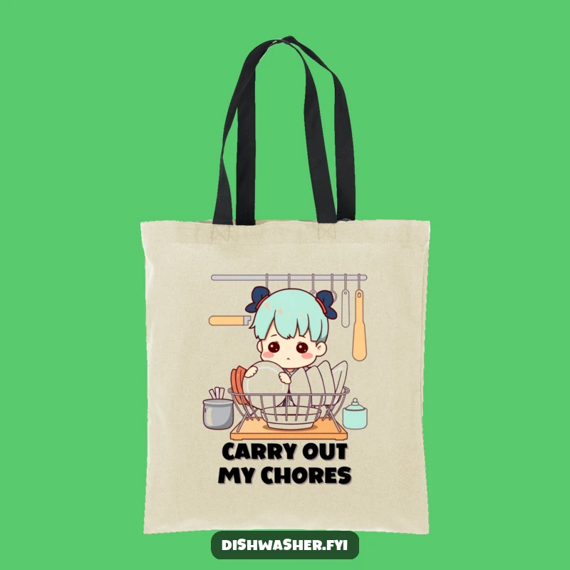 Funny Dish Arranger Tote Bag: Determined Character's Practical Humor Gift