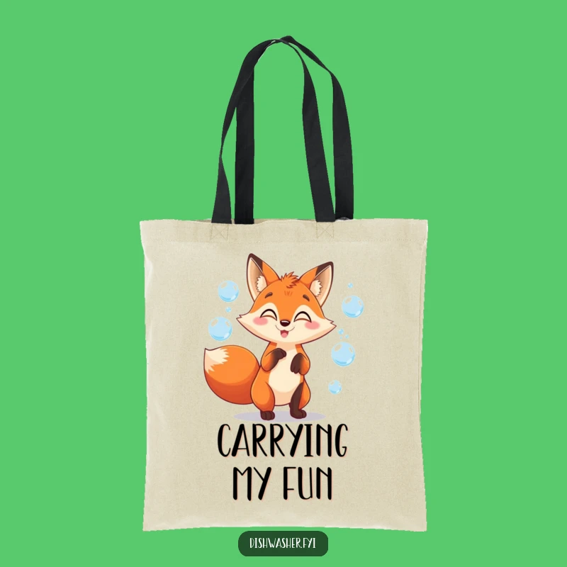 Funny Fox Juggling Bubbles Tote Bag: Carry Your Fun with Playful Style!