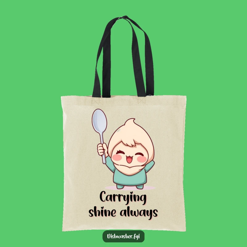 Funny Clean Spoon Character Tote Bag - Kitchen Pride Humor Gift