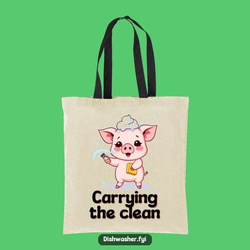 Funny Piglet Utility Tote Bag: Humorous Cleaning Design for Errands