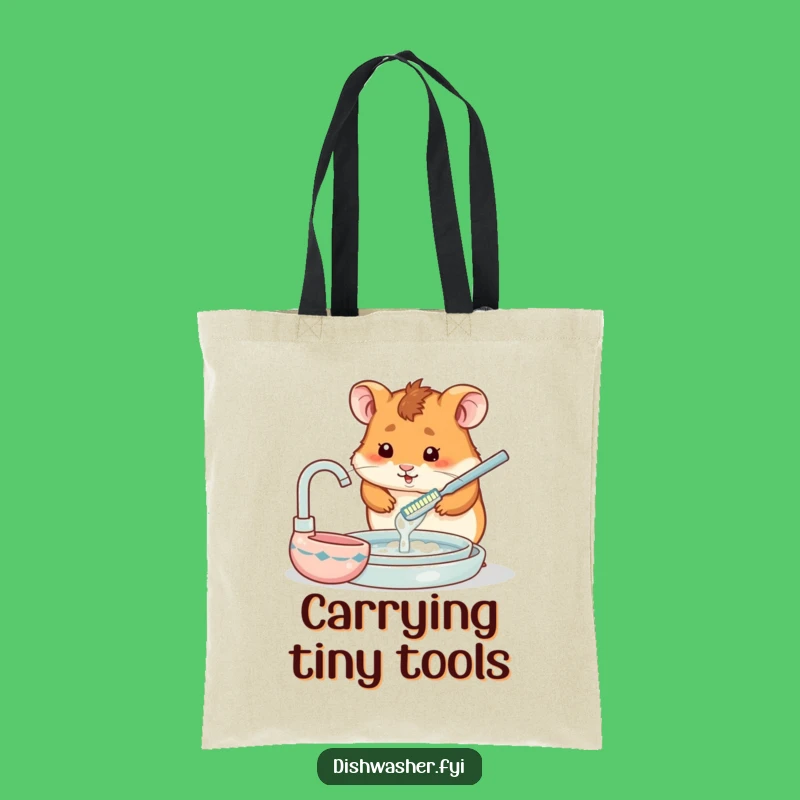 Funny Hamster Dish Duty Tote Bag: Carry Your Essentials with Pet-Inspired Humor