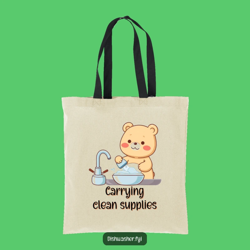 Funny Bear Dishwashing Tote Bag: Carry Your Clean Vibes - Fun Accessory!