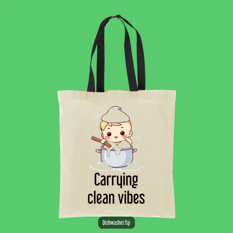 Funny Cute Character Scrubbing Pot Tote Bag: Hilarious & Practical Gift
