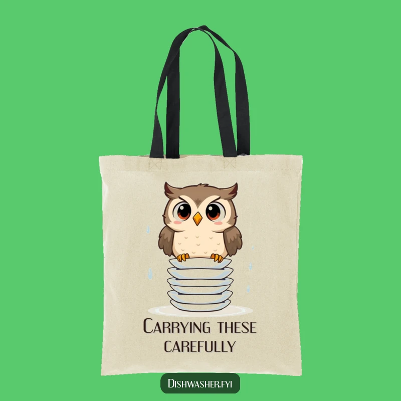 Funny Owl Plate Stack Tote Bag: Carry Your Essentials with Wise, Wobbly Humor