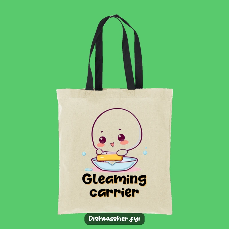 Funny Squeegee Dish Tote Bag: Playful Character, Carry Gleaming Style