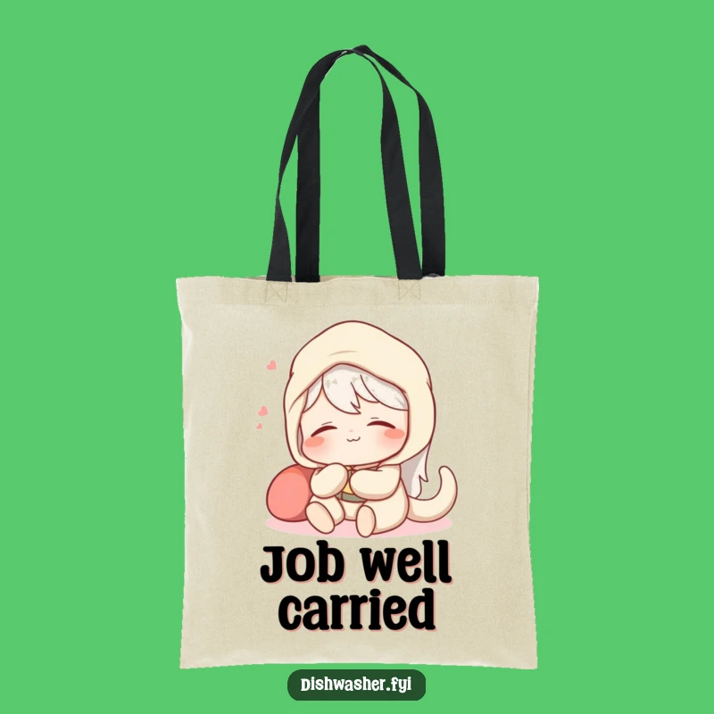 Funny Spotless Job Tote Bag: Content Character, Carry Relaxation Style
