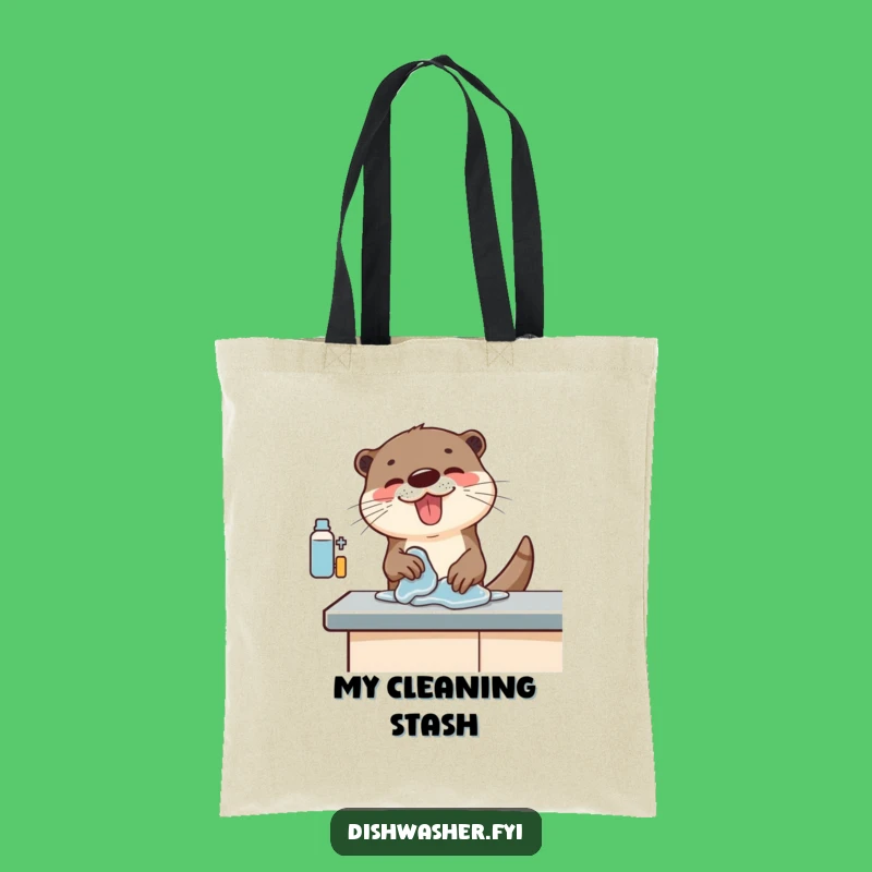Funny Otter Cleaning Tote Bag: Carry Your Essentials with Enthusiastic Sea Mammal Style, A Cheerful Funny Gift